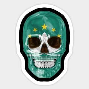 Macau Flag Skull - Gift for Macanese With Roots From Macau Sticker